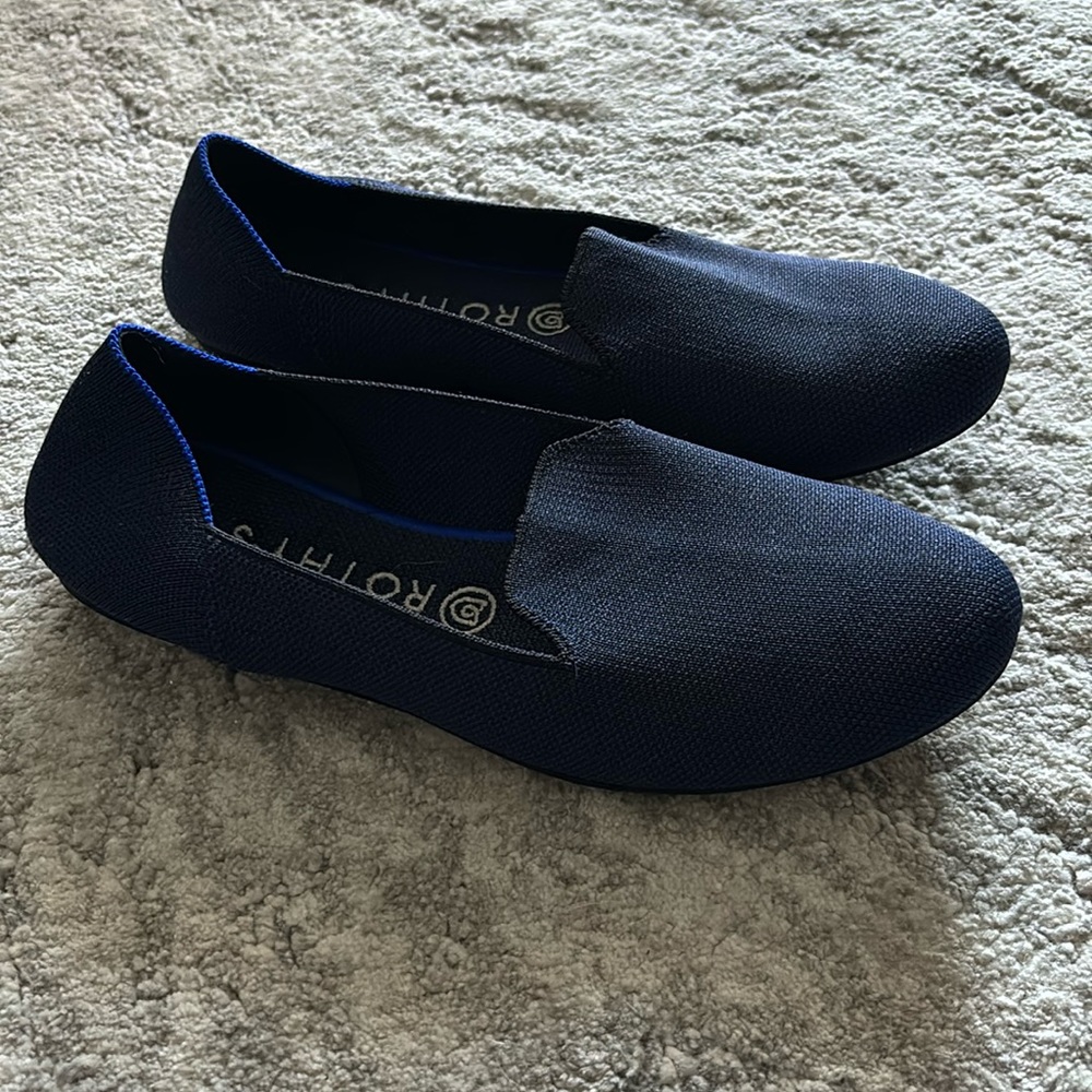 Rothy's The Loafer Classic Navy Knit Fabric Slip On Flats